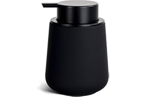 Umlaca Soap Dispenser Ceramic for kitchens,Bathroom Refillable Liquid Hand Soap Dispenser for Lotion,detergent,liquid hand soap12oz (Black Rubber Paint Liquid Soap Dispenser)