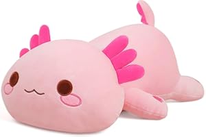Yeqivo Carino peluche Axolotl, morbido cuscino di salamandra ripieno, giocattolo di peluche Kawaii per bambini (rosa Axolotl, 30 cm)