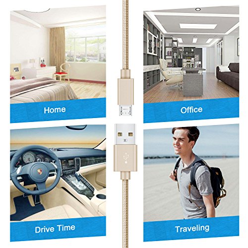Micro USB Kabel  2-Pack  2m  GlobaLink USB 2 0 Ladekabel Nylon - Lebenslange Garantieserie - f  r Android  Samsung  HTC  Sony  Nexus und mehr - Gold
