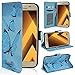 Produktbild SMART LEGEND Lederhülle für Samsung Galaxy A5 / 2017 Ledertasche Hülle mit Muster Schutzhülle Premium PU Leder Handschlaufe Flip Case Protective Cover Innere Weiche Silikon Bookcase Schale mit Kartenfächer Magnetverschluß Standfunktion Etui Handytasche für Samsung Galaxy A5 / 2017 - Blau Schmetterling