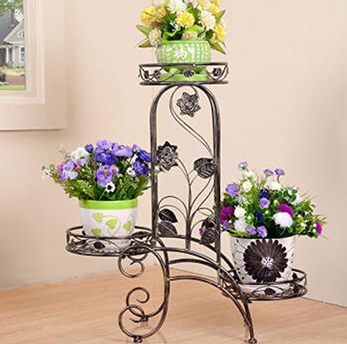 ZHDC® Iron Flower Shelf Multi - Layer Flower Floor Type Flowerpot Rack European-style Pastoral Ladder Flower Rack Stable strong save space ( Color : #6 )