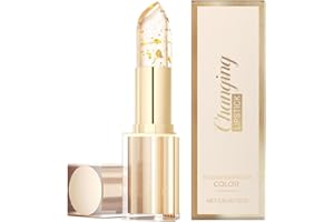 XINXINYU Colour Changing Lipstick, Transferproof Long Lasting Lipstick 24 Hours, Transparente Gold Crystal Color Changing Lip Stick For Women, Ph Moisturizing Glossy Shine Lip Gloss (1PC)