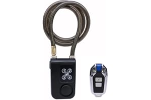 Mengshen Candado para Bicicleta con Control Remoto, Alarma De Vibración Antirrobo con Cable De 80 CM De Longitud, Resistente Al Agua IP55 para Motocicleta Puerta Valla Scooter Cochecito De Bebé