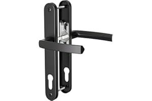 GANZTECH 1 Set schwarzer PVC-Aluminium-Türgriff, 92 mm PZ (Mitte), Rückplatte 243 mm, 210 mm Schraube zu Schraube, schwarzer Ersatz-PVC-Türgriff