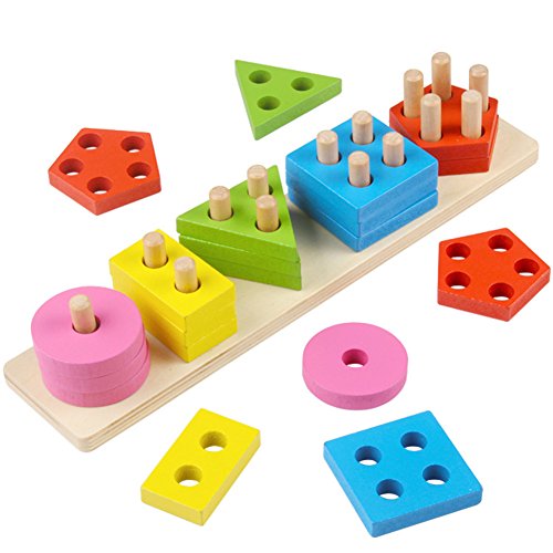 Lewo Giochi Costruzioni Blocchi Assortiti Puzzle Gioco Forme Incastri in Legno per Bambini