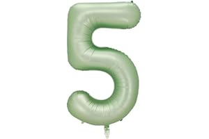 VTHOVIWA Luftballon Zahl 5 Grün Zahlenballon Luftballon 5 Geburtstag, Nummer Ballon Zahl 5 Folienballon Party Deko - 101cm - Helium Unterstützen