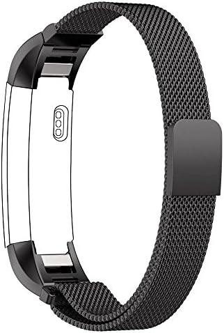 Fitbit Alta Band Replacement, Taotree Fully Magnetic Closure Clasp Mesh Loop Milanese Stainless Steel Replacement Accessory Bracelet Strap for Fitbit Alta Fitness Tracker (Black1)