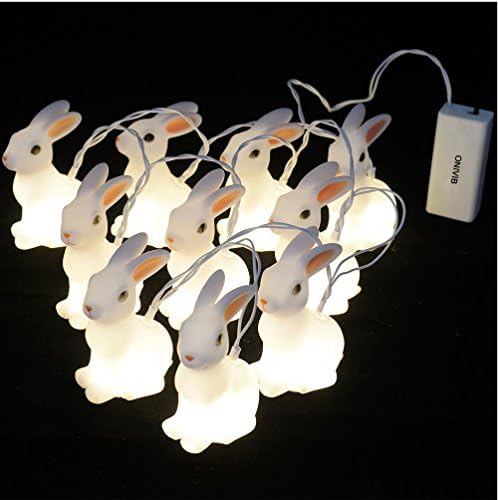 ONIVIB LED Easter Bunny String Lights, Battery Operated 10 LED Indoor Rabbit Night Lamps for Easter Theme Parties, Holidays Decorations and Home Decor