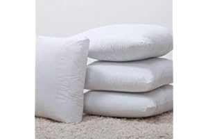 IYAN SOFT FURNISHING Luxury New White Hollowfibre Cushion Pad Inner Insert 18x18,Pack4-100% Natural Anti Dust Mite And Down Proof Cover - Non Allergenic Polyester Filling