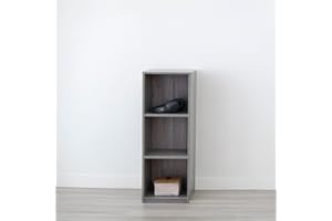 LOLAhome Estantería Cubo de Madera para Despacho, Librería, Dormitorio o Despensa (Gris, 3 estantes (80 cm))