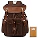 Produktbild KAUKKO Segeltuch Jahrgang Schule Rucksack Herren Leder Laptop Rucksäcke Kaffee