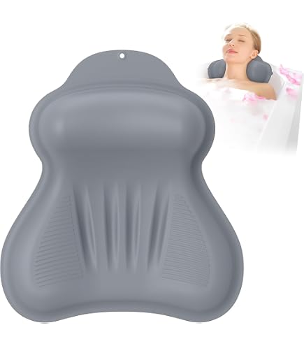 Cuscino Ergonomico Per Vasca Da Bagno In Silicone, Con Ventose Antiscivolo, Regolabile E Gonfiabile In 1 Click – Supporto Per Testa, Collo E Spalle