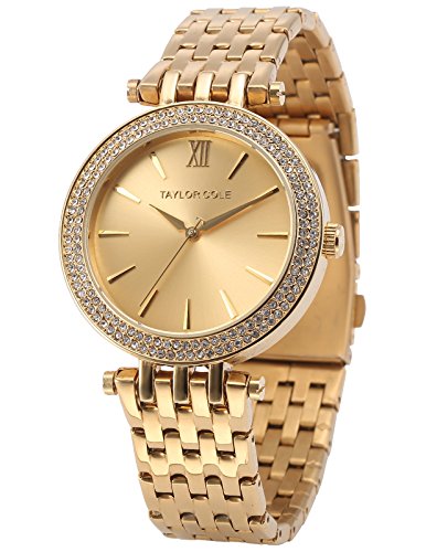 Taylor Cole Damen Armbanduhr XL Edelstahl Uhrband Golden TC001 Taylor Cole Damen Armbanduhr XL Edelstahl Uhrband Golden TC001