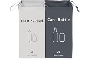 BOMEI PACK Lot de 2 Bacs de Déchets Poubelle Trieur pour Recyclage pour Extérieur/Intérieur - Papier, Verre, Plastique