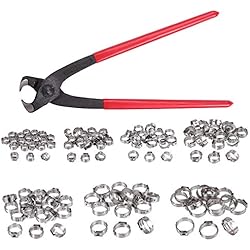 Proster 130pcs Kit de Pince Colliers de Serrage en Acier Inoxydable Pince de Serrage 7-21mm pour Pince Tuyau de Serrage Variés 304 à Oreille Unique