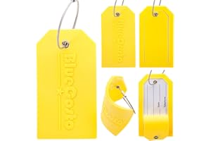 BlueCosto 5 sztuk żółty duży PVC etykieta bagażowa uchwyt na etykiety Podróżna Samolot