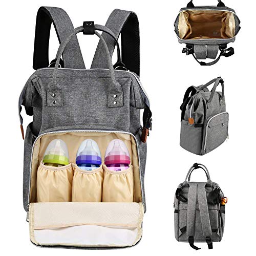 Preisvergleich Produktbild LEADSTAR Baby Wickelrucksäcke Wickeltasche Windel Wickeln Mommy Rucksack Schultertasche Babytasche Wickelauflage für Mama und Papa (Grau)