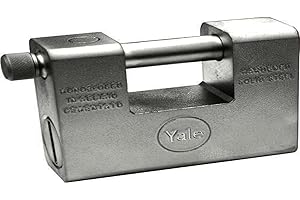 YALE Lucchetto blindato in acciaio inossidabile Y1100025080X, larghezza corpo 85 mm, gancio in acciaio cementato temprato da 18 mm, fornito con 3 chiavi