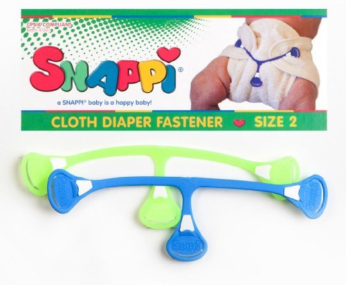 Snappi Cloth Diaper Fasteners - Toddler Size 2 - Pack of 2 (Blue, Dayglo Yellow)