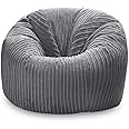 Beautiful Beanbags - Jumbo Cord Beanbag Chair, Plush Jumbo Cord Lounger, Great as Recliner (Grey)