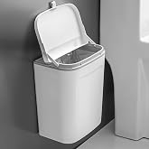 HOKIPO Plastic Hanging/Wall Mounted Dustbin for Bathroom Toilet Kitchen Home Or Office, White, Pack of 1 (AR3992), Open-Top