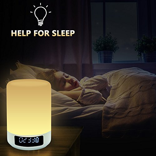 ACRATO Portable Bluetooth Lautsprecher Wireless Speaker mit TF Karte Funktion Lautsprecherlampe mit Farbewechsel Tischleuchte Wecker Mikrofon TouchsensorTragbar - 8