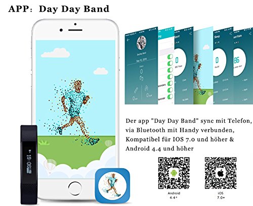 Schrittzähler Armband Uhr, USB-Stecker Bluetooth Sports Wearables Tracker mit Smart Notifications,Schritt Schlafanalyse Rate Monitor Smart Wristband mit OLED-Display,Kalorien verbrannt,Sedentary Reminder,Push-Erinnerungen für Anruf und Nachrichten etc,Rote - 8