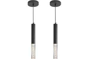 MIKERU Moderno Nero Cilindrico Lampadario, Faretti A Led Cob Per Soffitto Con Tre Temperature Di Colore (3000k/4500k/6000k), Lampada A Sospensione Per Isola Adatta Per Ristoranti E Bar-2Pack