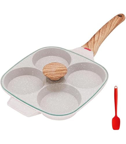 Kizaten Poêle à Pancakes 4 Trous Induction - Poêle Antiadhésive Multifonction Pour Œufs, Crêpes, Hamburgers