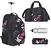 Produktbild 4 Teile Set: Elephant Trolley Hero Signature Schultrolley Mädchen Trolly + Sporttasche + Mäppchen + Trinkflasche Motiv 12680 (Butterfly Black PINK)