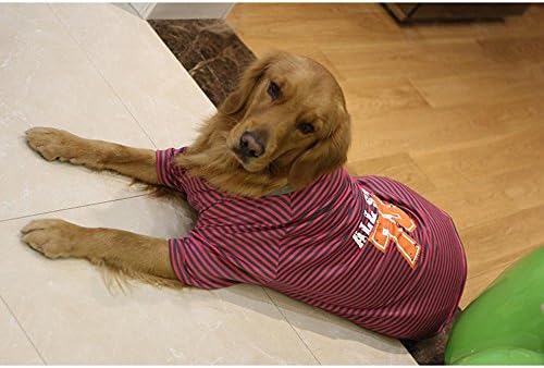 Big dog clothes Summer Border Collie Satsuma Golden hair clothes Large dogs Striped T-shirt Big dog vest , D , 34