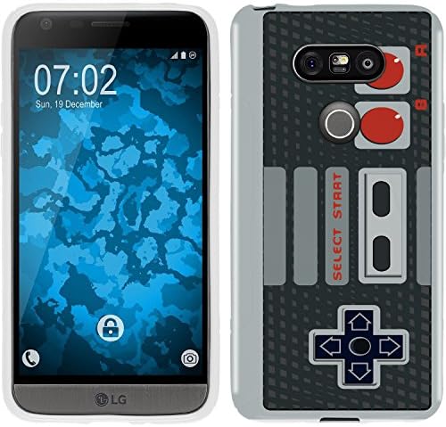 LG G5 Case TPU / Gel / Silicone Cover - Super Slim/Thin - White Case with Funny, Retro Gameboy/NES Design