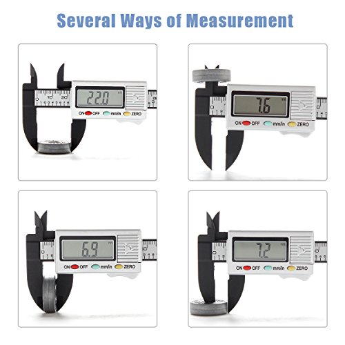 Digital Messschieber, Minkle Professionale Kohlefaser Schieblehre mit LCD Anzeige, In / mm, 100mm Messbereich, Silber - 2