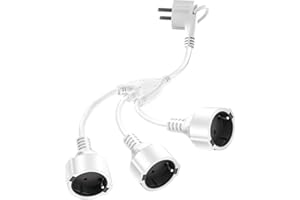 DKTYGER 3 Fach Verlängerungskabel - Schuko Verlängerung 3680 W, Verlängerungskabel wasserdicht IP44-3 Fach Mehrfachsteckdose, Euro Stromkabel Verlängerung für Zuhause, Büro - weiß
