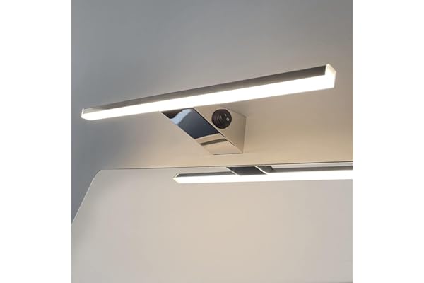 DILUMEN Applique Salle de Bain, Acier Inoxydable, 40 cm, Lampe Miroir Salle de Bain 10 W 800 lm Lampe Miroir, Blanc Neutre 4000 K, Applique Salle de Bain IP44 (Avec interrupteur)