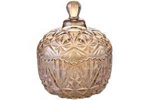 BAMBOOPACK 1 tarro de cristal de 260 ml con tapa de cristal, tarro de caramelo facetado con tapa de cristal, caja de joyería para caramelos, dulces, bufé, tarros de cocina, escritorio, regalo