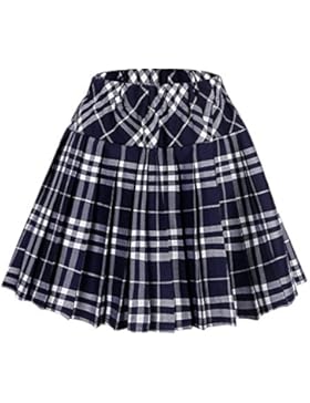 Urbancoco Damen Schulmädchen-Stil Tartan Skater Röcke