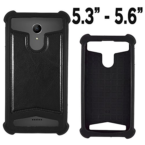 Generica - Funda Universal Silicona y Piel Negro para M  viles 5 3 a 5 5 Pulgadas