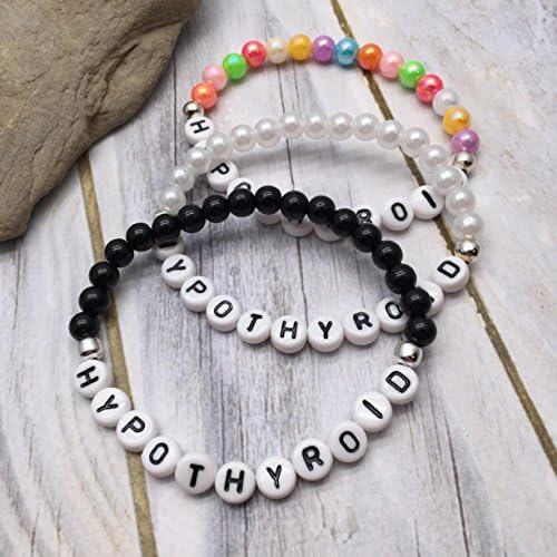 HYPOTHYROID Medical Alert - 6mm Acrylic Bead Bracelet - Choice of 3 Colours - Child, Adult and Plus Sizes