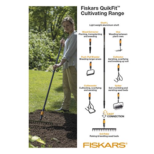 Fiskars Stiel Graphit für QuikFit Werkzeugköpfe, Länge 156 cm, Aluminium, Schwarz/Orange, QuikFit, 1000661 - 4