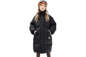 linboo Mädchen Winterjacke mit Kapuze Parka Baumwolljacke Lange Wintermantel Warme Winddichtes Winterparka Puffer Daunenjacke