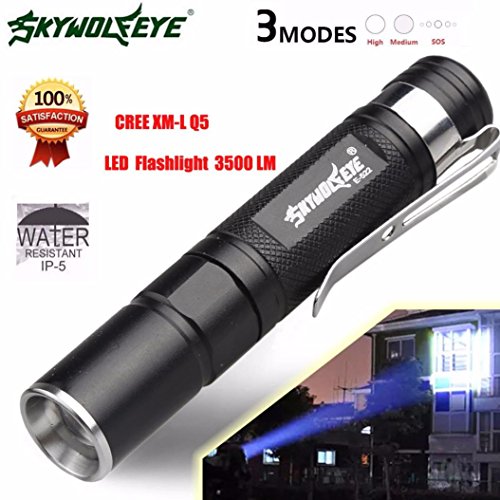 Taschenlampe,WINWINTOM 3500 LM Zoomable CREE Q5 LED-Taschenlampe Taschenlampe Super Bright - 5