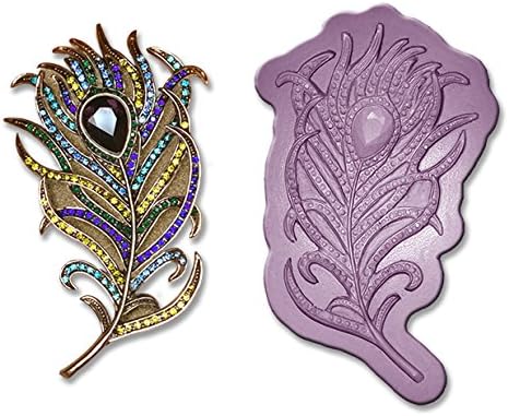 BROOCH: PEACOCK FEATHER #2 Sugarcraft Sculpey Silicone Rubber Mold Mould
