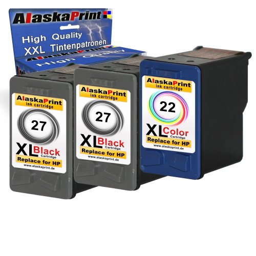 Premium 3er Set Kompatible Tintenpatronen Als Ersatz für HP 27 XL 27xl + HP 22 XL 22xl für OfficeJet 5610 5610XI 4300 Series 5615 5605 4315XI 4315V 4355 Druckerpatronen (Schwarz , Farbig) 2x27-1x22-hp