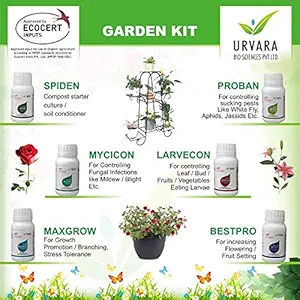 Urvara Groups 100% Organic, All-in-One Garden Kit for Home & Terrace Gardens, Growth Promoters, Biopesticides, Biofungicides, Flowering Promoter, Waste Decomposer Culture