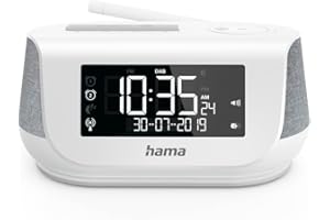 Hama Radiowecker mit Stereo-Digitalradio, Bluetooth, USB-Ladefunktion, DR36SBT (digitales Uhrenradio, 2 Weckzeiten, Wochenendfunktion, automat. Helligkeitsregulierung) DAB/DAB+ Weckradio Weiß