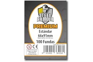 Premium Steel Armour - 100 Fundas para Cartas Coleccionables, Tamaño Estándar 66x91mm, Plástico Transparente Resistente, Protección contra Desgaste y Daños.