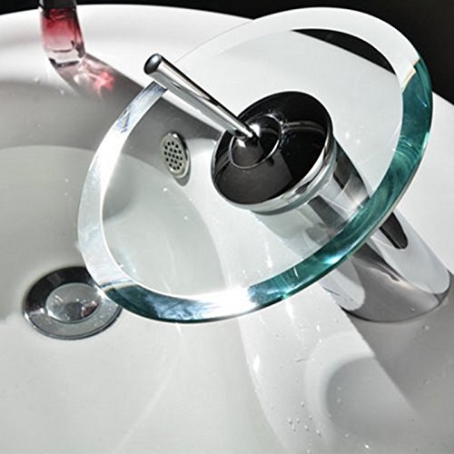 Einhand-Runde Glasauslauf Wasserfall Waschbecken Wasserhahn Chrom-Finish Badewanne Mischer-Hahn-Toilette Vanity Armaturen - 7