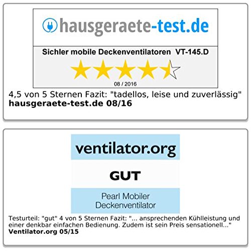 PEARL Mobiler Deckenventilator VT-145.D, 230V mit Aufhänger, Ø 40cm - 7
