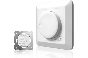 Luxvista LED Dimmer Schalter Unterputz AC200-240V für 5-300W Dimmbare LED Lampen/Glühbirnen/Halogen, LED Dimmschalter Drehdimmer an/aus Drücken mit Memory Funktion
